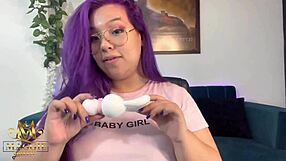 bbw latina reviews her new bunny vibrator toy on big tits