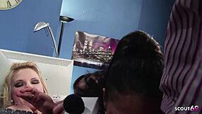 three busty blondes milfs orgy fuck two guys in wild parody roleplay