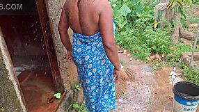 desi step sis strips naked bathing outside showing natural big tits