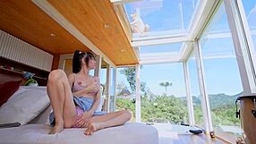 Oops these shorts too short! Handyman spots shaking foot fetish fun play