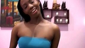 this black teen ebony babe drops to knees for interracial blowjob action