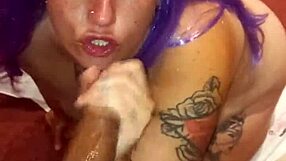 deepthroat with wig on gagging sloppy throat fuck close up