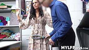 tia cyrus glamorous milf shoplifts from store meets officer