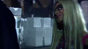 carmen luvana gets her shaved pussy pounded doggystyle by lucky guy in fishnets