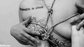 blonde brunette femdom bondage game choke deepthroat toe lick gagging