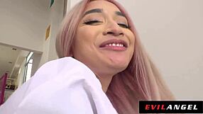 ASIAN CUTIE'S PUSSY POUNDED HARD IN RIPPED LEGGINGS EVIL ANGEL STYLE!