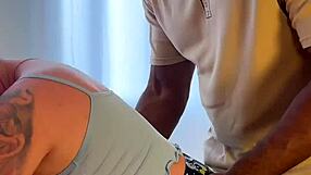 Blonde hotwife pays black delivery stud bbc while cuck hubby away