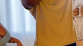 Blonde hotwife pays black delivery stud bbc while cuck hubby away