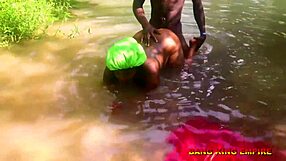 Stepsister moans hard as big cock ravages her wet pussy by village stream