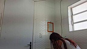 hey, that brazilian babe blows in public bathroom outdoors
