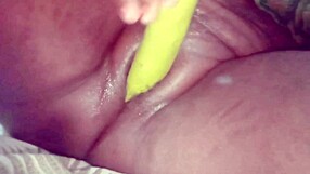 Desi bhabhi stuffs brinjal deep in shaved pussy for wet orgasm