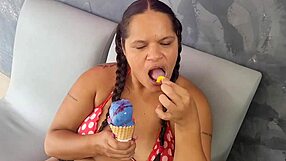 Giant Chocolate Cock Found At Ice Cream Shop Stretches Her Ass To Orgasmic Limits