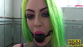 inked sub throats deep while ballgagged 😈🔥