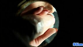 classy gloryhole babe soaked in thick cum