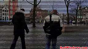 dutch hooker slurps and strokes cock before riding it hard