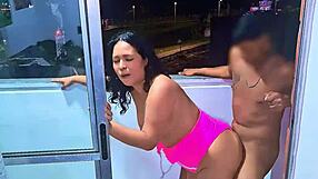 Latina Slut Sucks and Fucks Huge Cock on Medellin Balcony as Cars Zoom By!