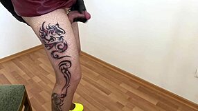 Tranny hiked up miniskirt for tight bondage fetish