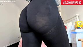 Big tits milf Melody Radford teases in sheer leggings