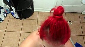 amber drops to knees sucking daddy homemade submissive blowjob