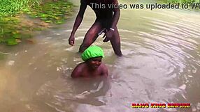 Stepsister moans hard as big cock ravages her wet pussy by village stream