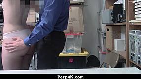 Security officer catches shoplifter teen and pounds her bent over doggystyle