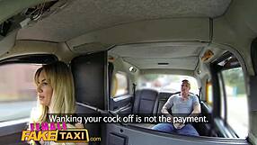 tattooed hunk unloads huge cumshot in sexy fake taxi driver's mouth