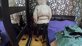 Milfycalla's curvy body drenched in thick cum loads over red shiny puffy down jacket. Preview 193 shows wet taboo finish