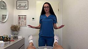 one towel slip leads to milf nurse's sloppy deepthroat on patient cock