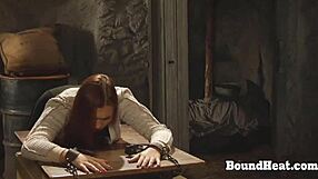 submissive slave kneels licking madame's pussy to climax