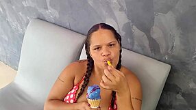 Giant Chocolate Cock Found At Ice Cream Shop Stretches Her Ass To Orgasmic Limits