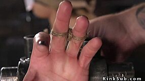 whoa small tits sub bound tight gets whipped hard!