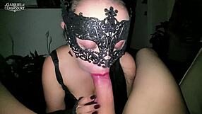 imagine this masked goth beauty stroking your huge cock till you explode in her mouth