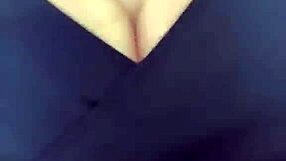 stepmom's big natural tits bounce as she struts outside teasing everyone