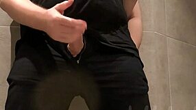 chubbykaot edges huge cock then cums hard in gym bathroom