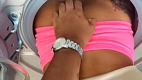 Stepson exploits latina stepmom's washer mishap.