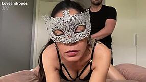 husband pounds wife's tight asshole as she moans staring at camera