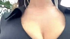 stepmom's big natural tits bounce as she struts outside teasing everyone