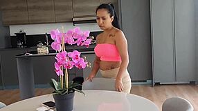 Stepson exploits latina stepmom's washer mishap.