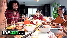 Thanksgiving Besties Share One Cock in Wild Foursome Orgy