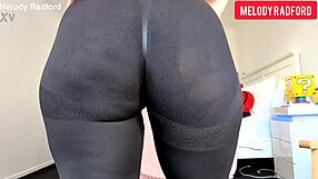 Big tits milf Melody Radford teases in sheer leggings