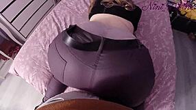 Wife's Big Fat Ass Bent Over In Jeans Thong Makes Huge Cock Crazy Doggystyle
