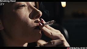 wanna see this smoking redhead sata jones ride huge cock reverse cowgirl while puffing cig before creampie?