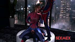 superheroes corner spider girl lula in sexmex latina group bang frenzy