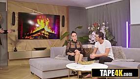 glamorous tattooed milf tutor gets tricked by horny student into riding his monster cock
