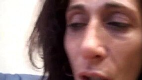 Italian milf with natural tits gives him hot oral sex at home.