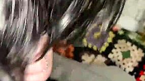 Sloppy sucking on big black monster cock close up