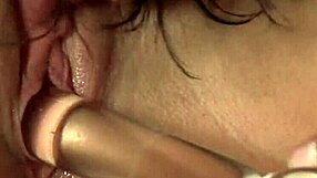 Naughty tanned lesbian maid licks asshole then fucks lover with glass dildo in heels