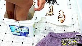 raven rogue soaks petite feet in giant chocolate pudding