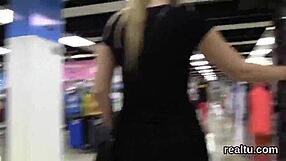 Glamorous Czech teen undresses in shop gets clothes ripped hardcore POV drilling
