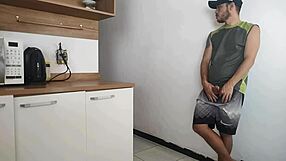 oh man while hubby showered i fucked his friend risky kitchen sex